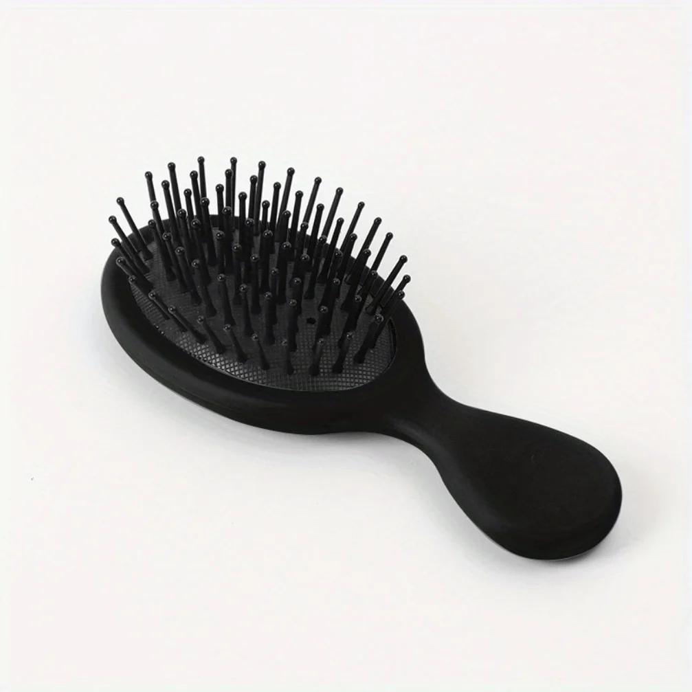 1pc Portable Japanese-Style Black Bristle Comb with Scalp Massage - Ideal for Long Straight Hair,Matte Texture Handle