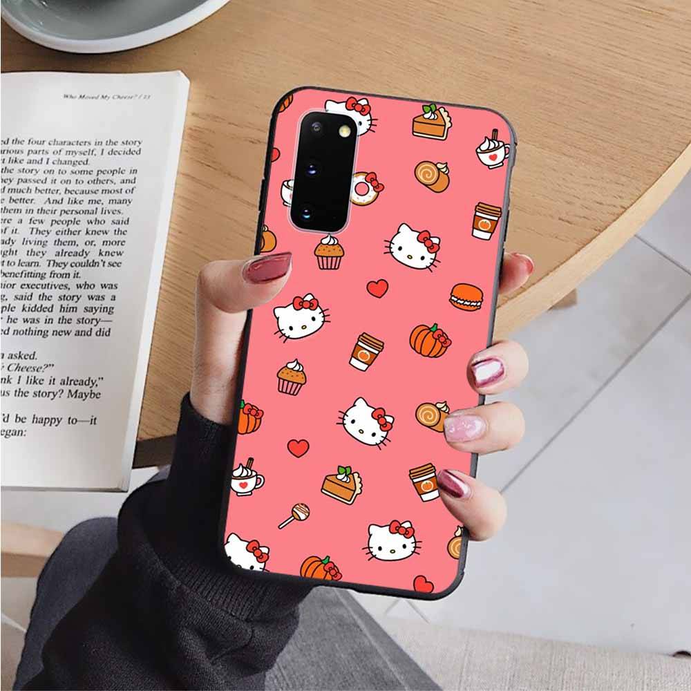AH33 Husă Drăguță Hello Kitty Neagră pentru Samsung Note 20 Lite S24 Ultra S23 S22 A05 A06 A11 A71 A15 A16 A13 A24 A25 A33 A52 A53 M55 M35 Husă Moale