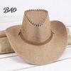 Stiff Brim Gardening Hat Western Cowboy with Windbreak Rope for Men, Wide Linen Sun Foldable Travel Outdoor Travel, Halloween Cosplay Costume,