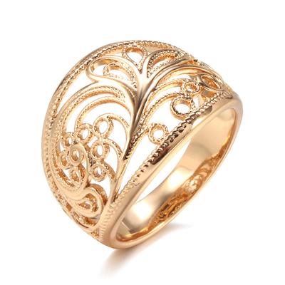 Anello da dito vintage color oro con fiore cavo per donna, anello da sposa etnico, gioielli da sposa