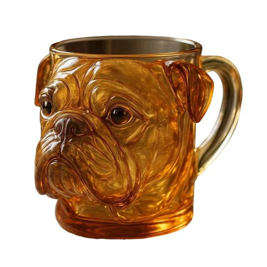 3D Hundefjes Glasskrus Morsom Vannkopp 11oz Gravering Kreativ Drikkebeholder Funky Skulpturelt Glass Gave til Hundelskere