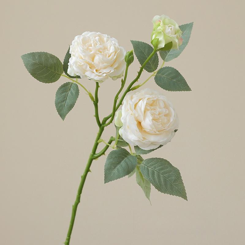 10 шт. Искусственные цветы Искусственный шелк Чайная роза с обожженным краем Свадебное украшение Розовый симулятор Цветы 3 головки Розы Ветки