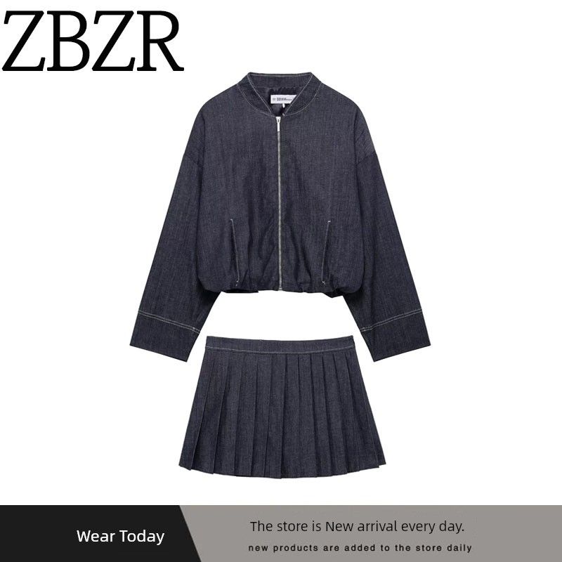 Za Export New Arrival Women's Clothing ZR Fashion Style Denim Pilot Jacket Outwear Culottes 2152576 2154576