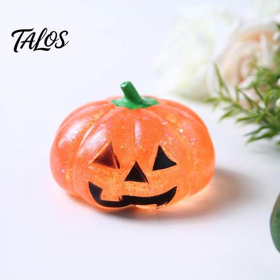 Pumpkin Shape Squeeze Toy Halloween Stress Relief Toy, Spooky Head Hand Exercise Ball Clear Glitter Sugar Ball, Party Favors