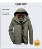 Men's Fleece-Lined Cotton Jacket: Winter Casual, Multi-Pocket, Cold-Resistant, Mid-Length Coat for Middle-Aged and Elderly