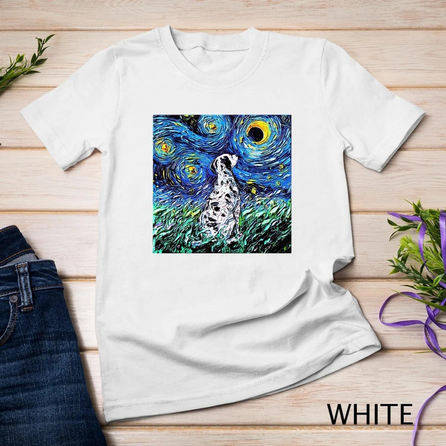 Dalmatian Starry Night Impressionist Dog T shirt XXXXXL белый