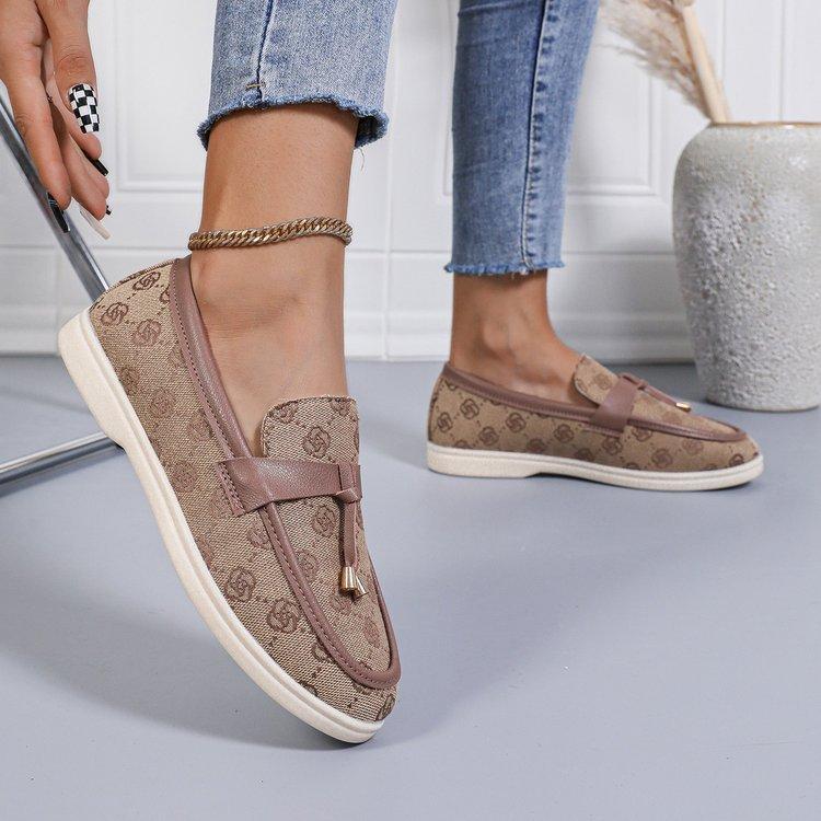 Casual large-size floral women's shoes autumn new women's comfortable soft-soled flat-soled beanie shoes