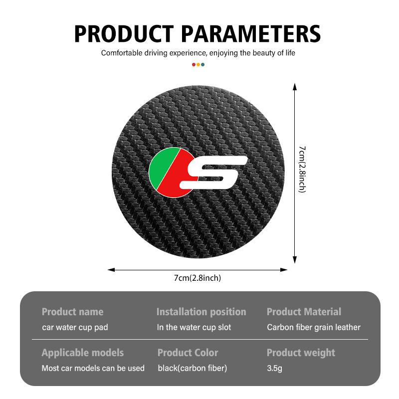 Car Carbon Fiber Water Cup Pad Holders Anti Slip Mat For Jaguar XF XJ XE XK S-Type F-Type X-Type F-Pace I-Pace E-Pace NN94