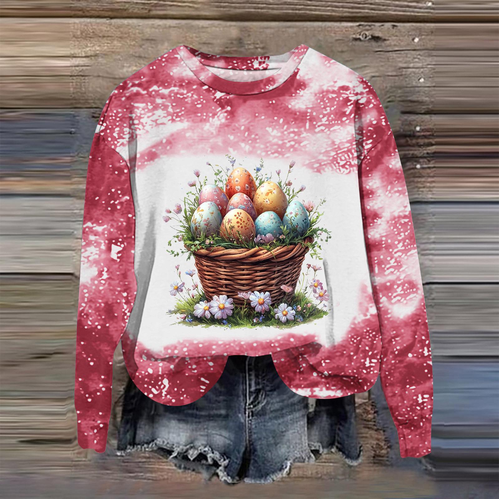 

Женская мода с принтом, длинный рукав, свободный круглый вырез, свитшот, осень XL красный