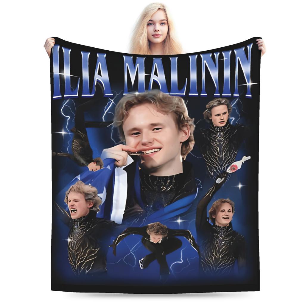 Quad Jump Ice Skating Ilia Malinin Accessories Blanket Warm Cozy Fluffy Throw Blankets for Bed 50x60 Inch Multi-size Bedspread