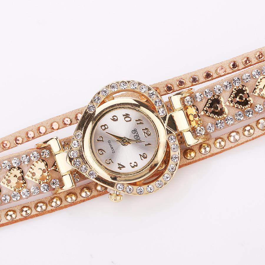 Bracelet Women Quartz Rhinestone Leather Wristwatches Clock Ladies Dress Watches Gift