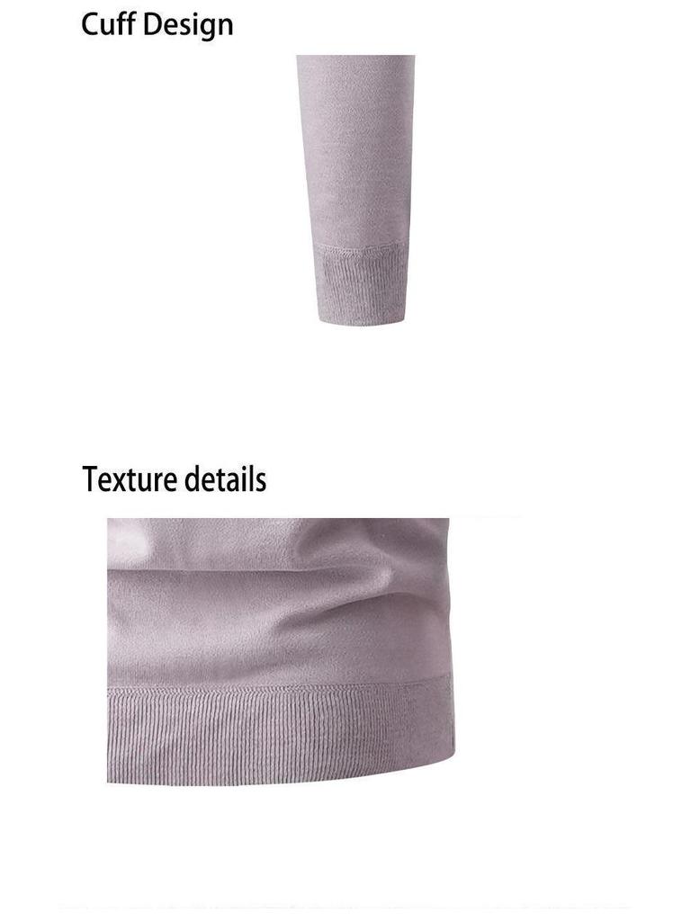 Men's Fleece-Lined Half-Zip Stand-Up Collar Knit Pullover for Autumn/Winter