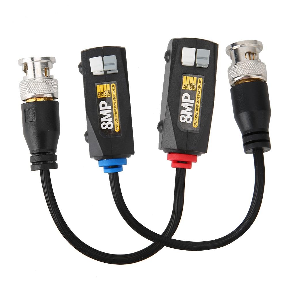 1 Paar 8MP Hochauflösender gespleißter passiver Video-Balun Push-Klemme Twisted-Pair-Sender
