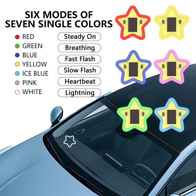Solar Powered Ambient Lights Star Neon Automobile Interior Decorative LED Car Windshield Window Decoration with Suction Cup