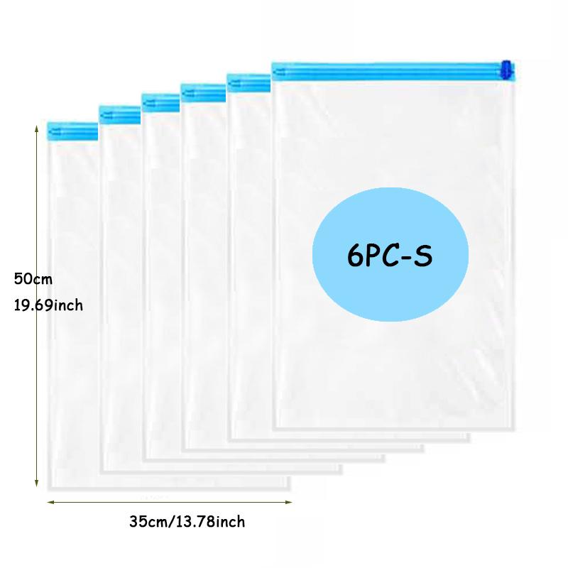 6PC Roll-Up Compression Vacuum Storage Bags Foldable Travel Space Saver Bags Plastic Compressed Home Clothes Storage Bags