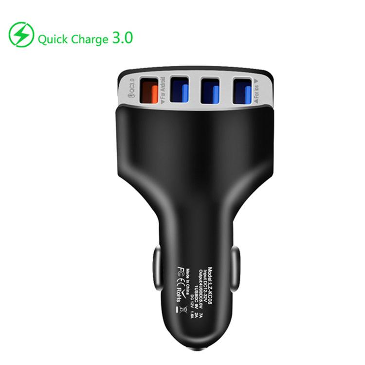 4USB QC3.0 Mobile Car Charger, Multi Port Car Charger, Fast Charging, One To Four Car Charger