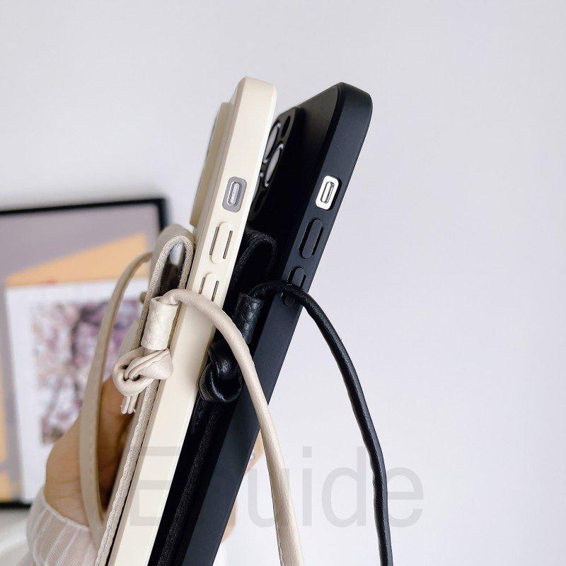 Wallet Bag Lanyard Case for iPhone 17 16 15 14 Pro Max 11 12 13 15 Pro XS Plus Crossbody Strap Soft Lychee Leather Cover