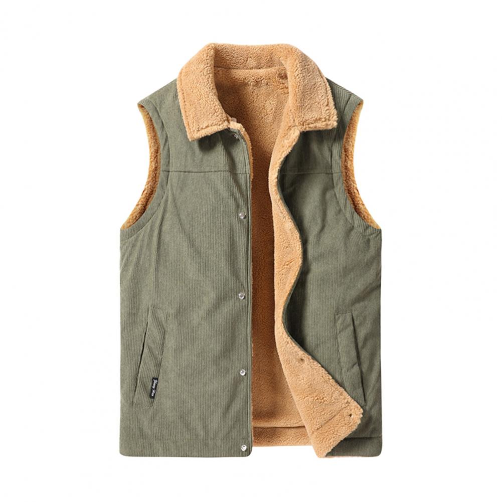 

Мужской зимний жилет с бархатной подкладкой, вельветовый жилет, пальто с лацканами, без рукавов, однобортный утолщенный жилет с карманами M армия зеленый