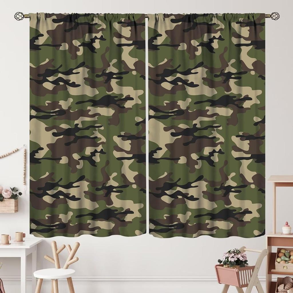 Camouflage Curtains,Teens Camo Window Curtains for Kids Boys Girls Teens,Army Camouflage Curtains for Living Room Bedroom