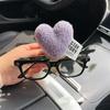 1pc New Cute Retro Red Hearts Universal Sunglasses Holders For Car Magnetic Leather Clip Auto Visor Glasses Hanger Decrotion
