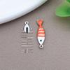 Stainless Steel Double-Sided Enamel Striped Fish Pendant for DIY Jewelry
