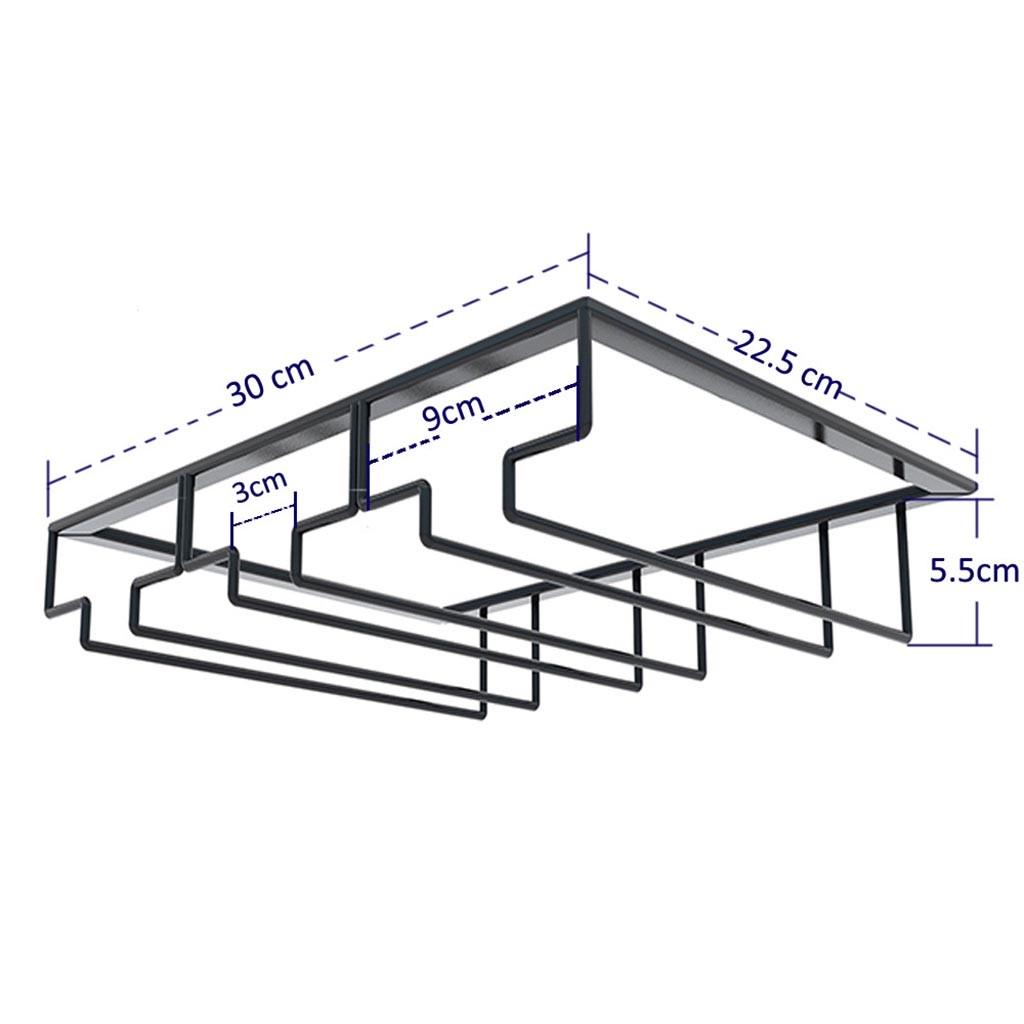 Under Cabinet Stemware Wine Glass Holder Metal Organizer for Bar Kitchen Black