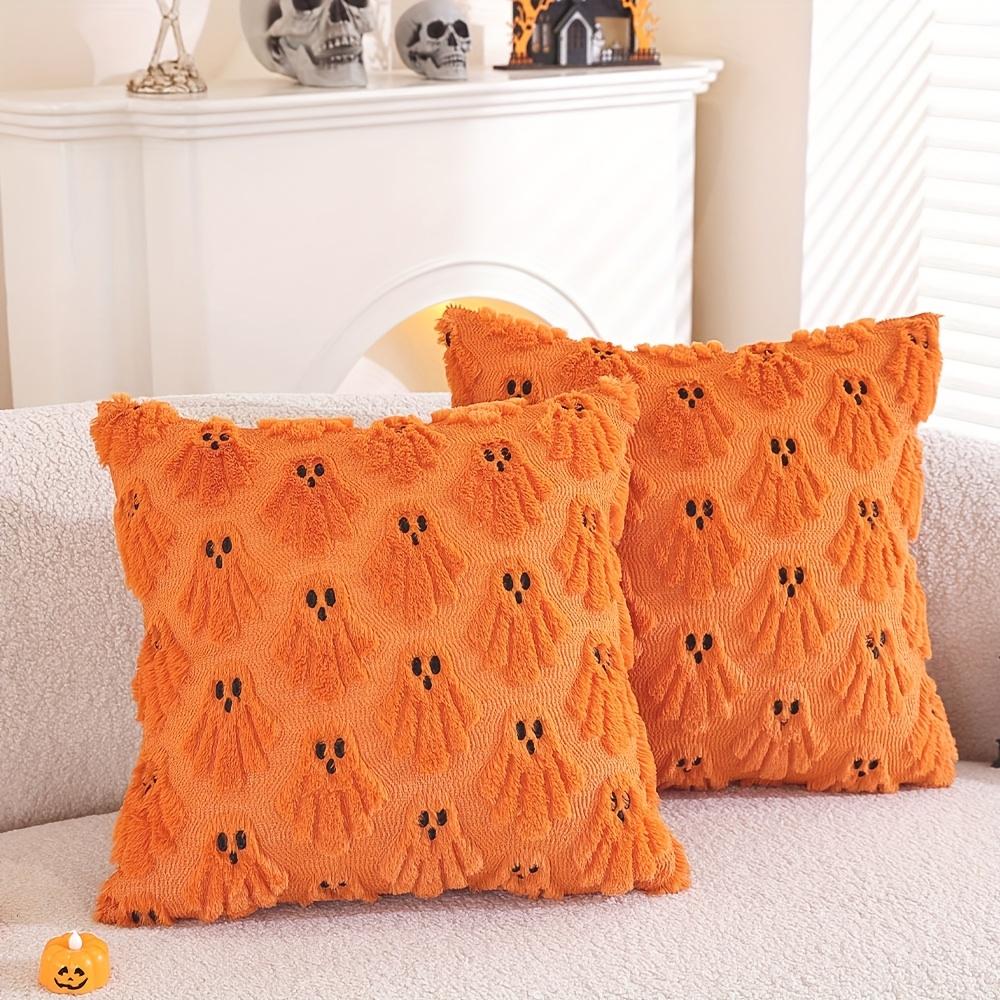Halloween White Ghost Pillow Covers with A Little Ghost Pattern Fall Cushion Cover 45x45cm Holiday Decor for Sofa Living Room