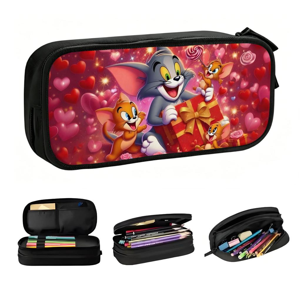 Tom And Jerry Kawaii Pencil Case Girl Boy Large Capacity Cartoon Kawaii Pencil Box Students Stationery