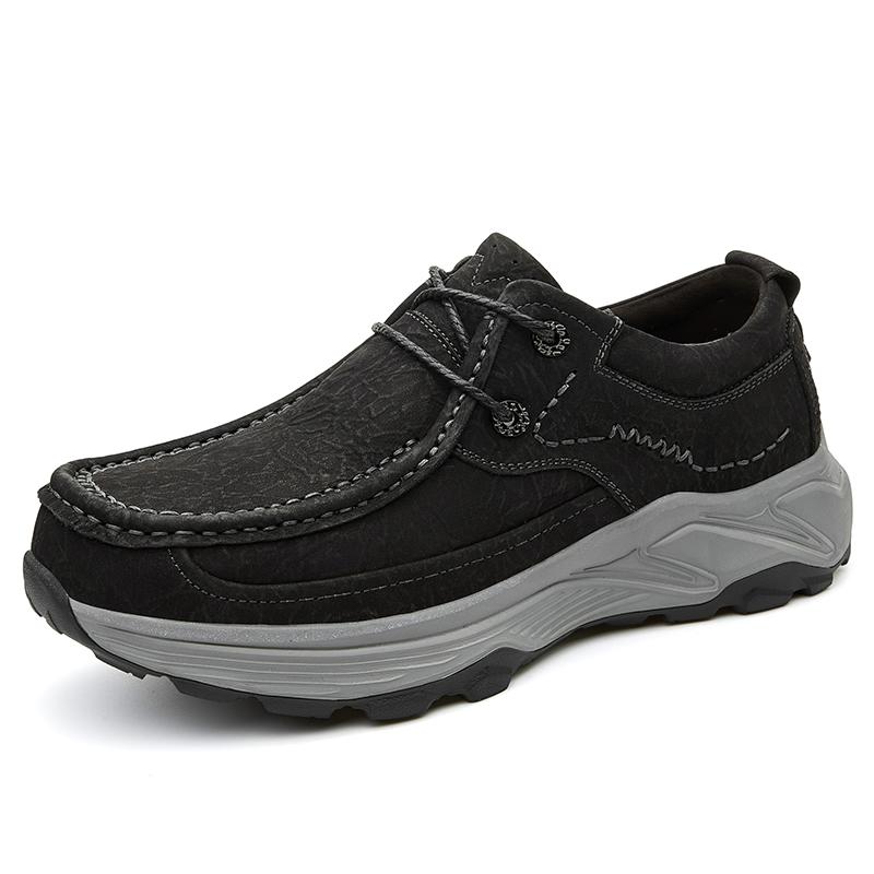 Fashion Genuine Leather Mens Casual Shoes Non-Slip Lace-Up Hiking Shoes Sneakers New Fashion Male Treking Footwear Comfortable Trainers