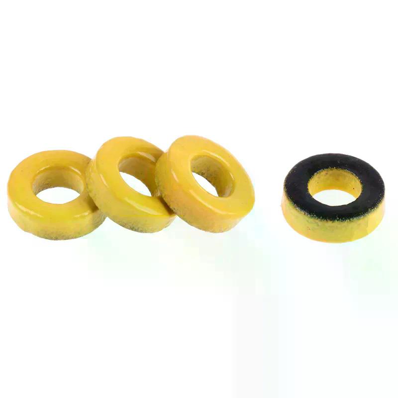 T37-6 Nuclei in polvere di ferro 9,5*5,2*3,3mm AL=3,0nH/N2 8,5uo Nucleo in polvere di ferro Nucleo toroidale in ferrite Rivestimento giallo grigio