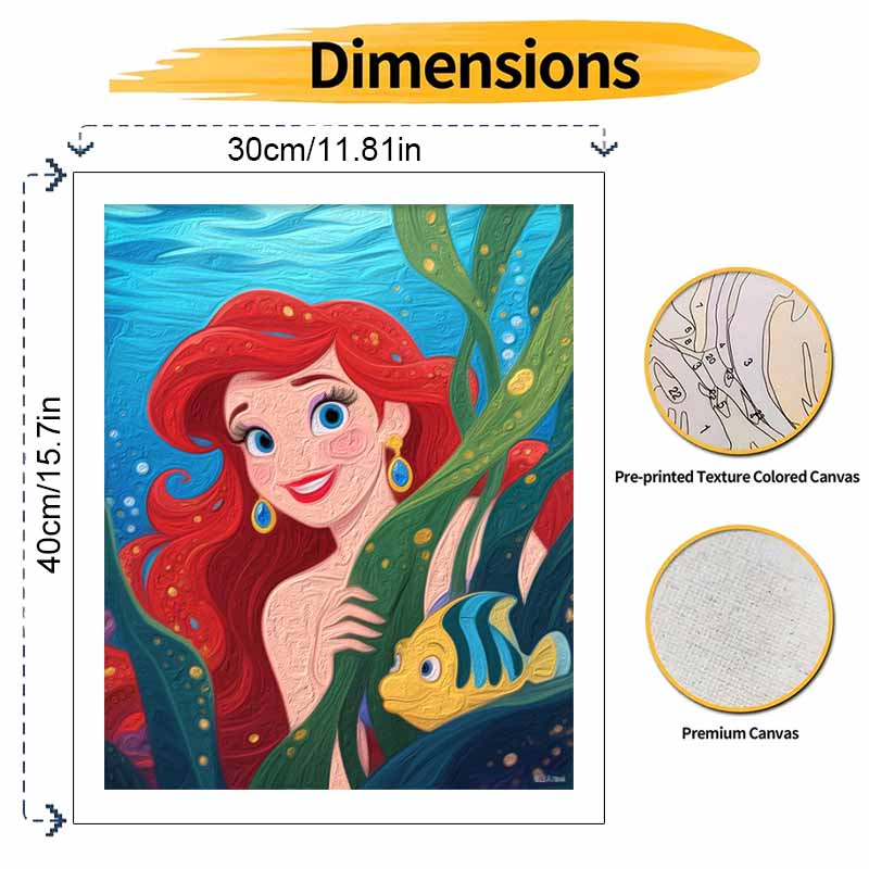 Disney mermaid underwater digital oil painting art painting handmade diy home decorations