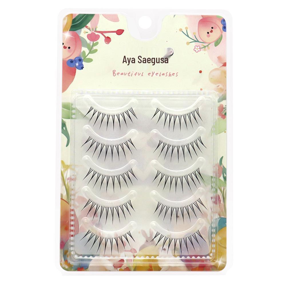 Saeda Ayare Ray 02 Fine Pointed Tail False Eyelashes - Japanese Cluster Style, Sakura Girl, Transparent Band