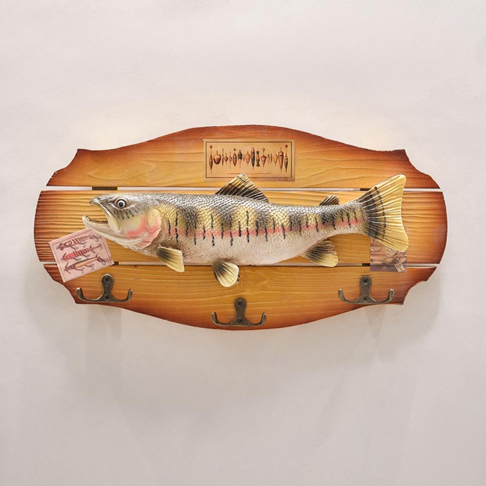Handmade Wood Fish Wall Hanging Ornaments Realistic Fish Decor Hook  Living Room