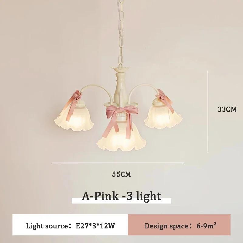French design living room pendant light dining room romantic warm children's room pendant light sweet bow pink eye protection