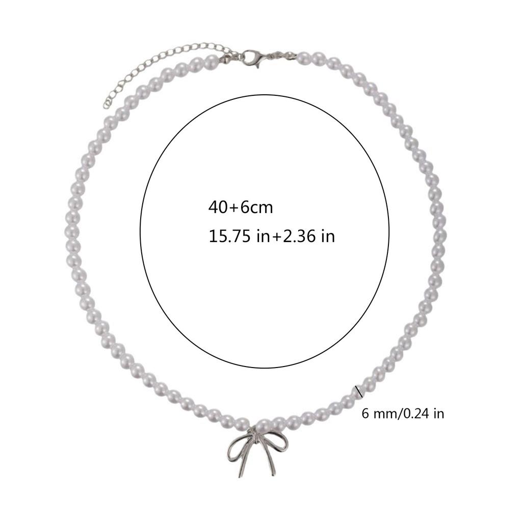 Sophisticated Pearl Necklace Accessory Delightful Necklace with Bowknot Pendant Beaded Chain for Collection Enthusiasts