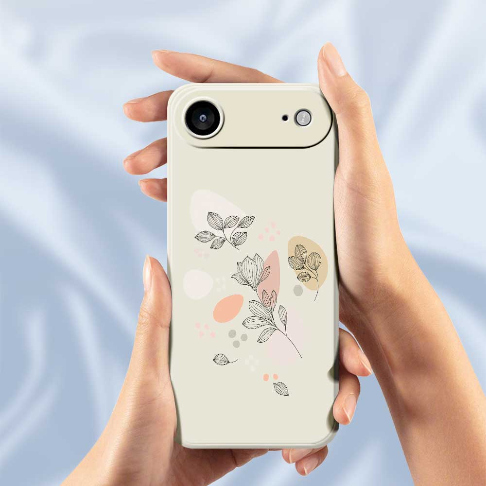 For iPhone 17 Air Case Sketch Leaves Pattern Printing Straight Edge TPU Phone Back Cover