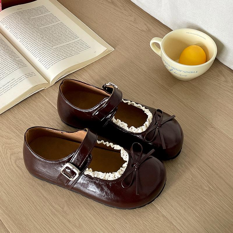 

Fashion Comemore Round Toe Mary Jane Japanese Style Lolita Gothic Bow Ladies Footwear Solid Color Casual Moccasins Women s Flat Shoes 40