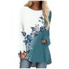 Women's T-shirt Flower Fashion Casual Print Long-sleeved Round Neck Mid-length Top