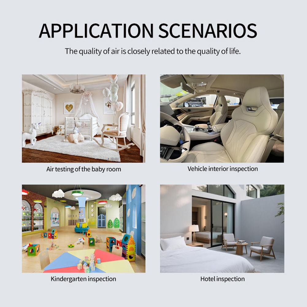 5 In 1 Digital Air Quality Monitor CO2 HCHO TVOC Humidity and Temperature Monitor CO2 Tester for Home Office LCD Rechargeable