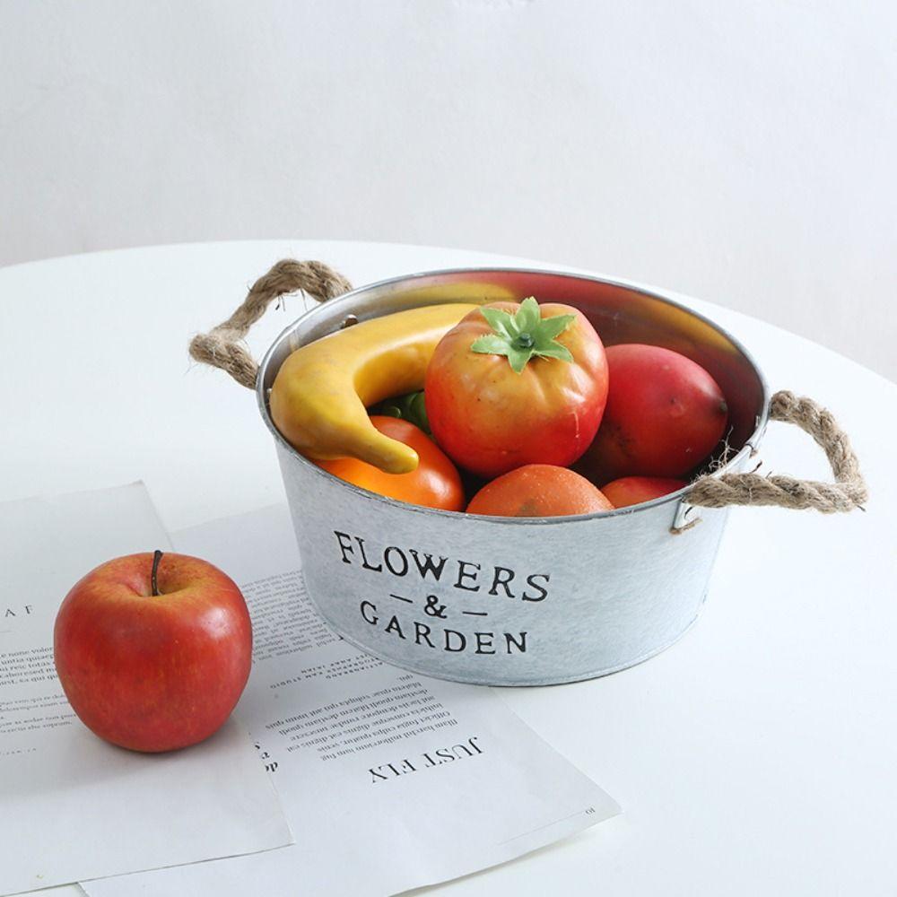 Iron Flower Container Home Decoration Flower Pot Vintage Rustic Flowerpot