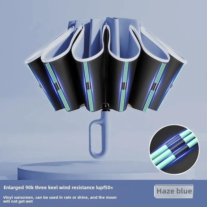 Automatic Folding Umbrella For Men Women Sun Rain Dual Purpose Umbrella Reverse Folding Feature