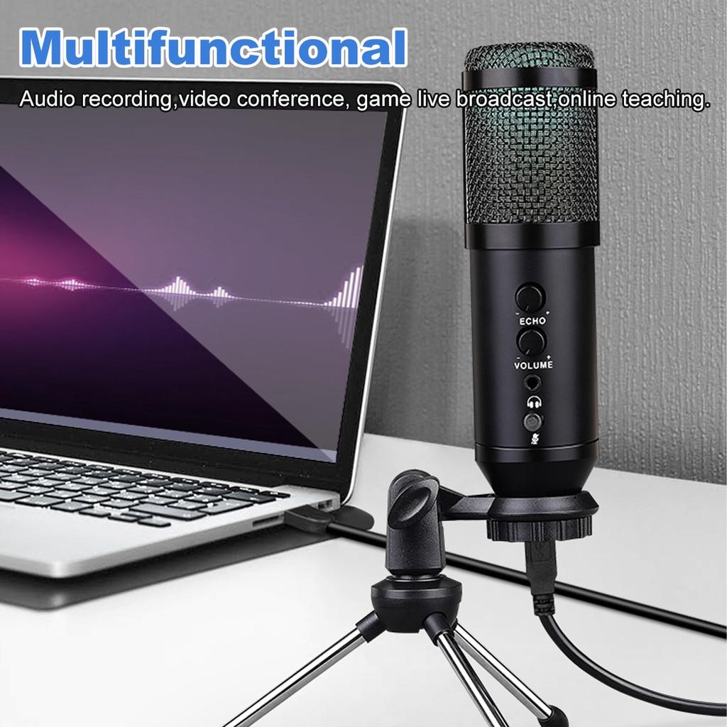 15V Professional USB RGB Microphone Condenser Microphones for Laptop Recording Sing Live for Gaming