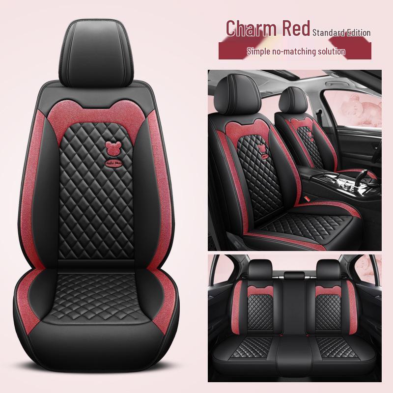 Universal Full Leather Car Seat Cover – All-Season, Cute Design, Full Surround Fit
