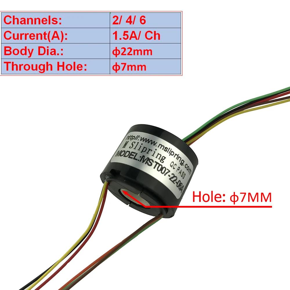 2/4/6 Kanäle/Ringe Schleifring mit Loch Ø 7 mm 380 V 1,5 A elektrischer Schleifring Hohlwelle/2/4/6 Kanäle