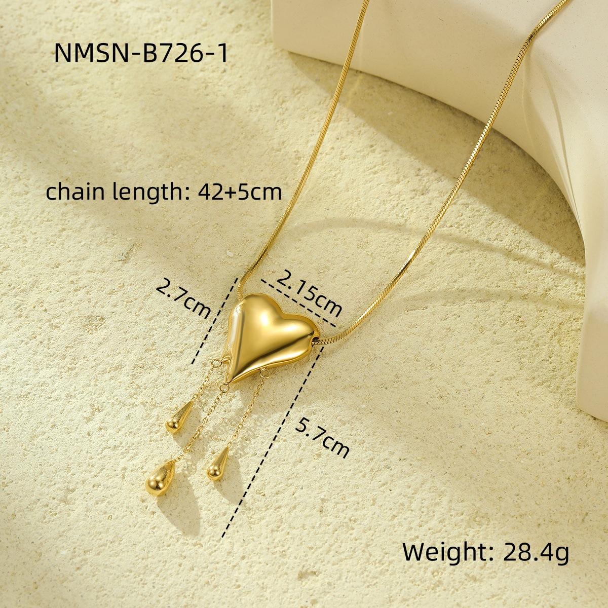 GEMCHIC Women s Simple Minimalist Stainless Steel 3D Polished Love Heart Tassel Pendant 18K Gold Plated Chain Necklace