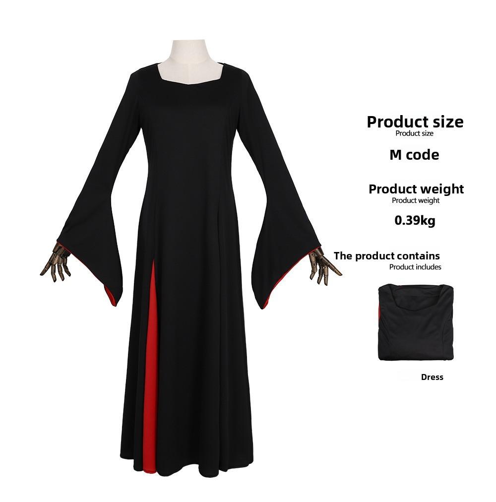 The Addams Family Morticia Addams Cosplay Costume With Polyester Fabric For Halloween Dressup For Women