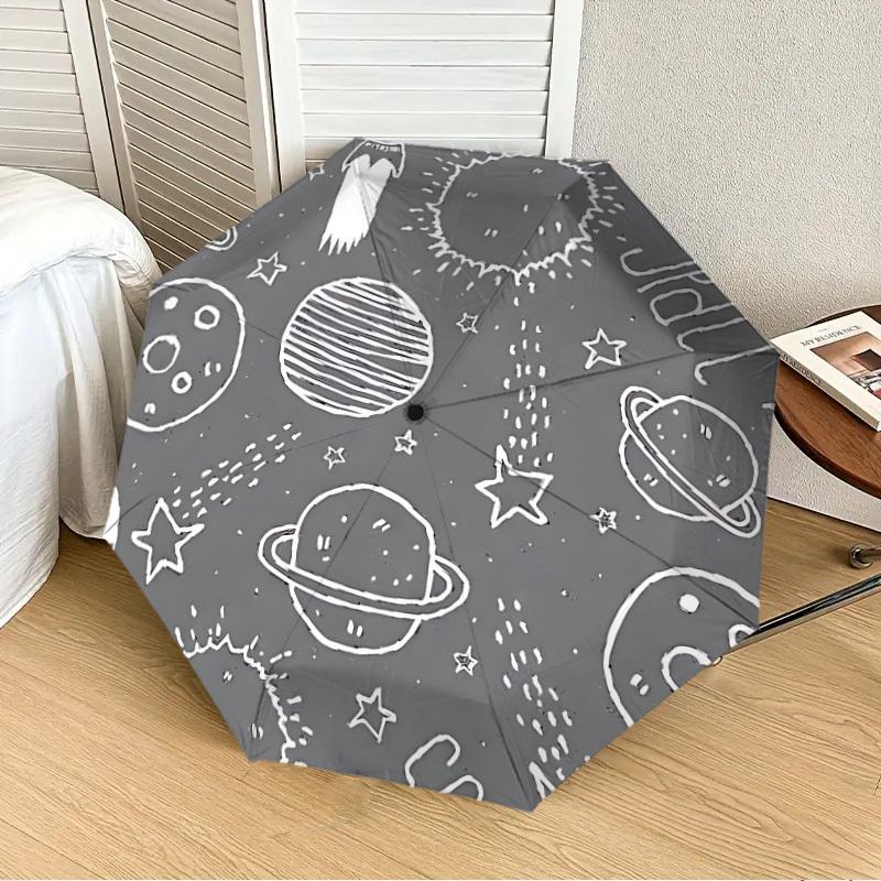 1pc Space Doodles Automatic Folding Umbrella, Casual Outdoor Accessory, Birthday Festival Gift yy251126115