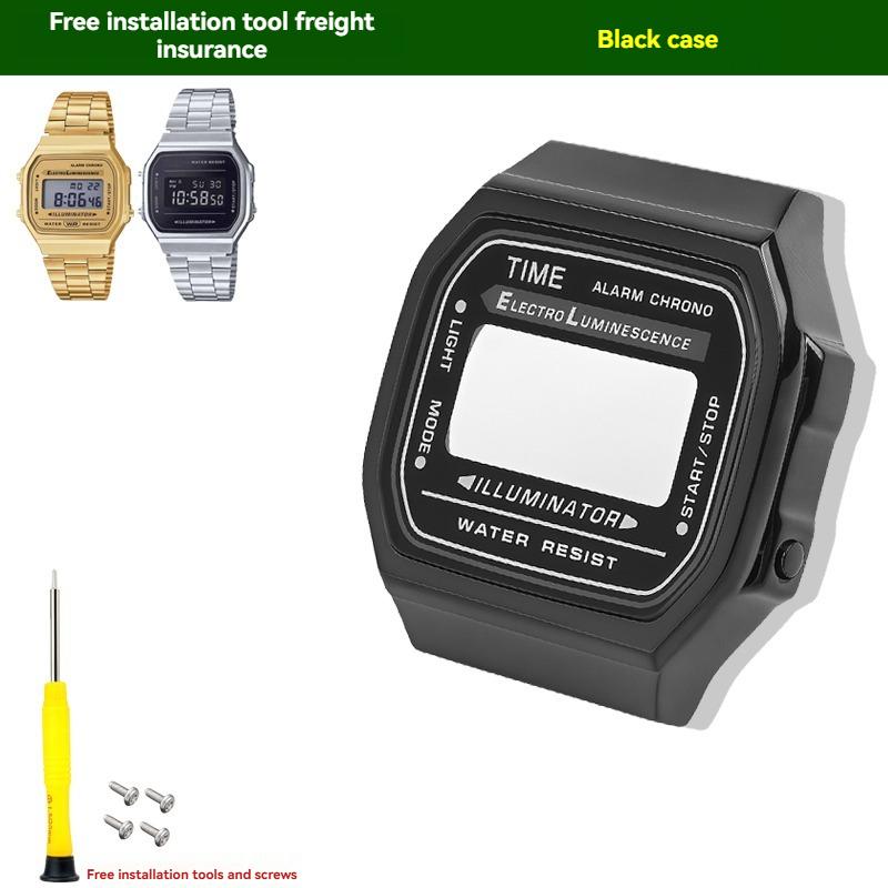 Dla Casio CASIO seria A168W zmodyfikowana stal nierdzewna metalowa mała sztabka złota srebrny blok koperta zegarka akcesoria do paska