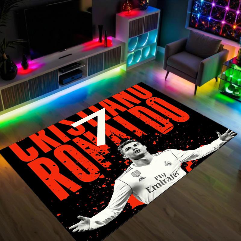 Tappeto in Cristallo Velluto Design Cristiano Ronaldo Accogliente Non?Tappeto Stampato Antiscivolo per Camera da Letto Soggiorno Ingresso