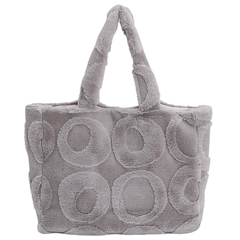 

Circle Plush Portable Tote Bag Women s All-matching Commuter Fashionable Texture Shoulder Large Capacity світло-сірий колір